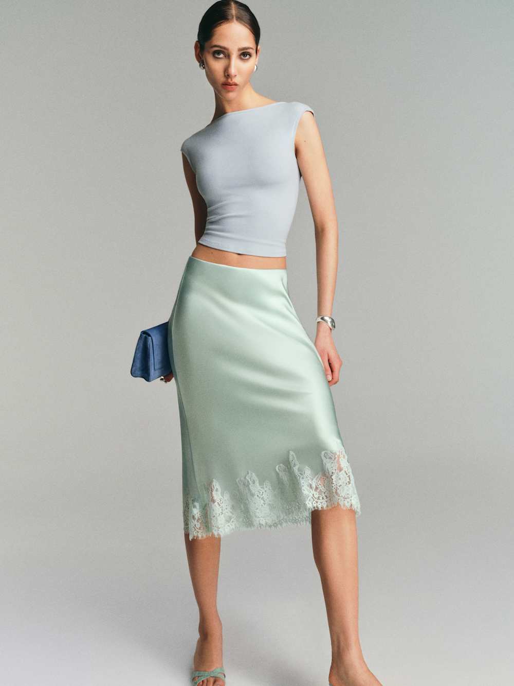 Reformation Carolina Silk Skirt - Sea Glass
