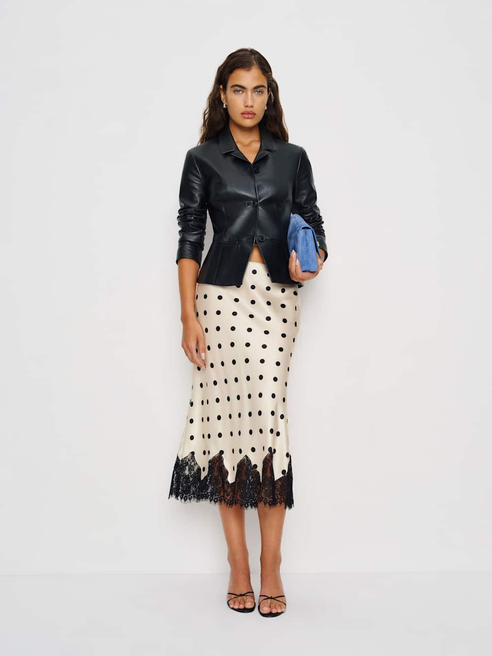 Reformation Carolina Silk Skirt - Sundae Dot