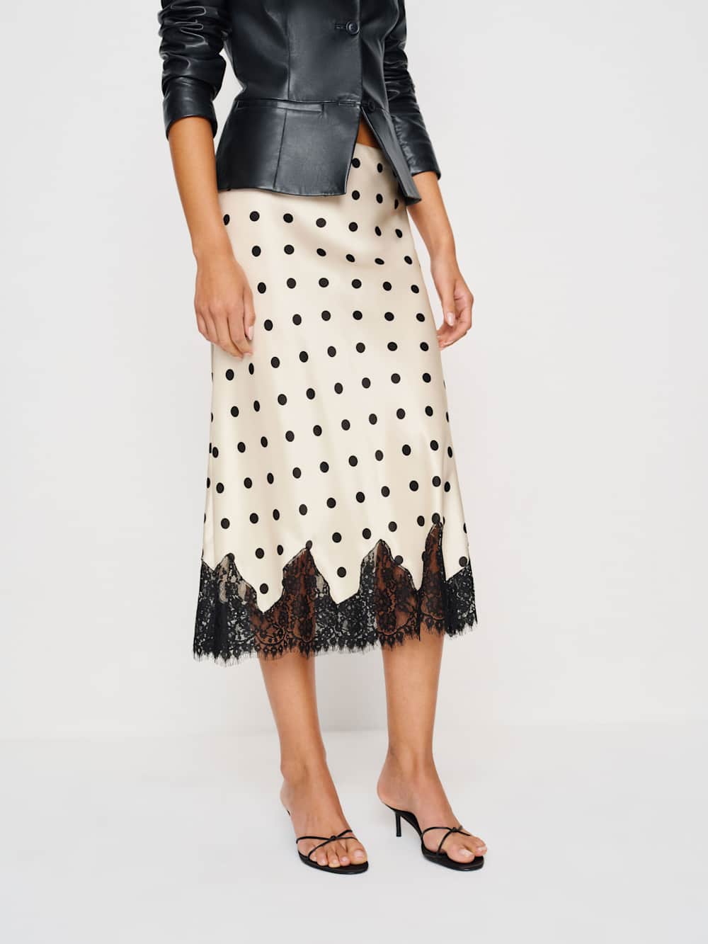 Reformation Carolina Silk Skirt - Sundae Dot
