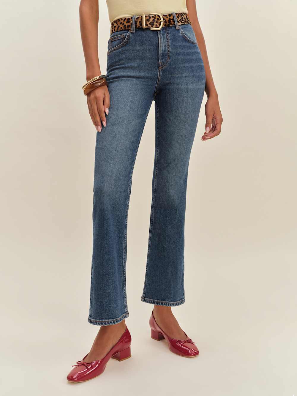 Reformation Valeria Super Stretch Mid Rise Ankle Flare Jeans - Willamette