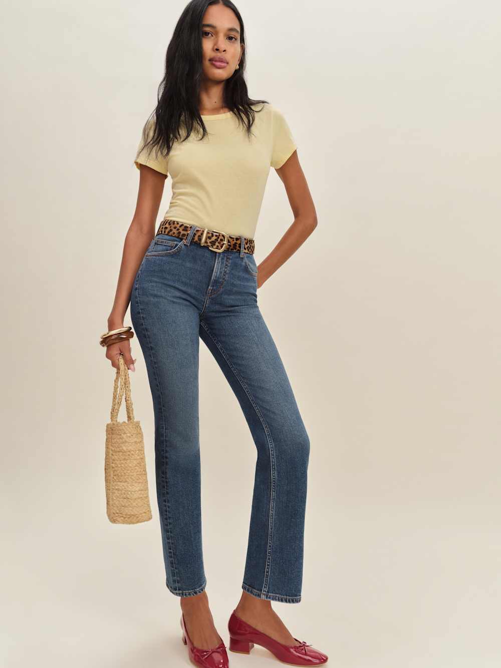 Reformation Valeria Super Stretch Mid Rise Ankle Flare Jeans - Willamette