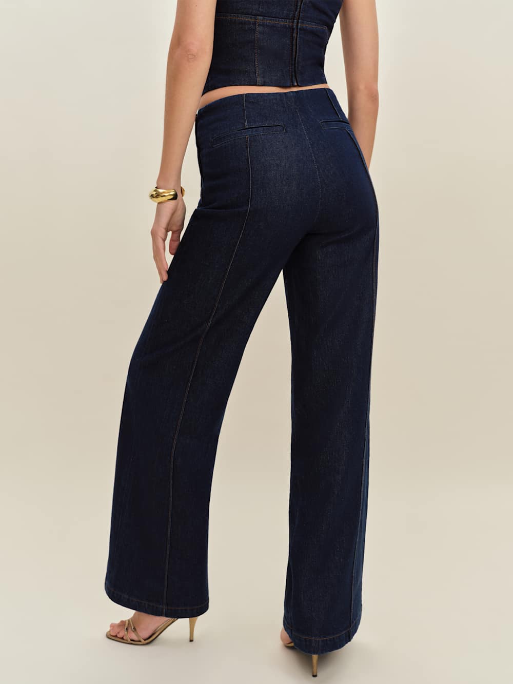 Reformation Arana Stretch Low Rise Trouser Wide Leg Jeans - Seneca