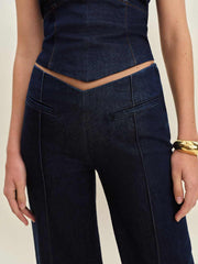 Reformation Arana Stretch Low Rise Trouser Wide Leg Jeans - Seneca