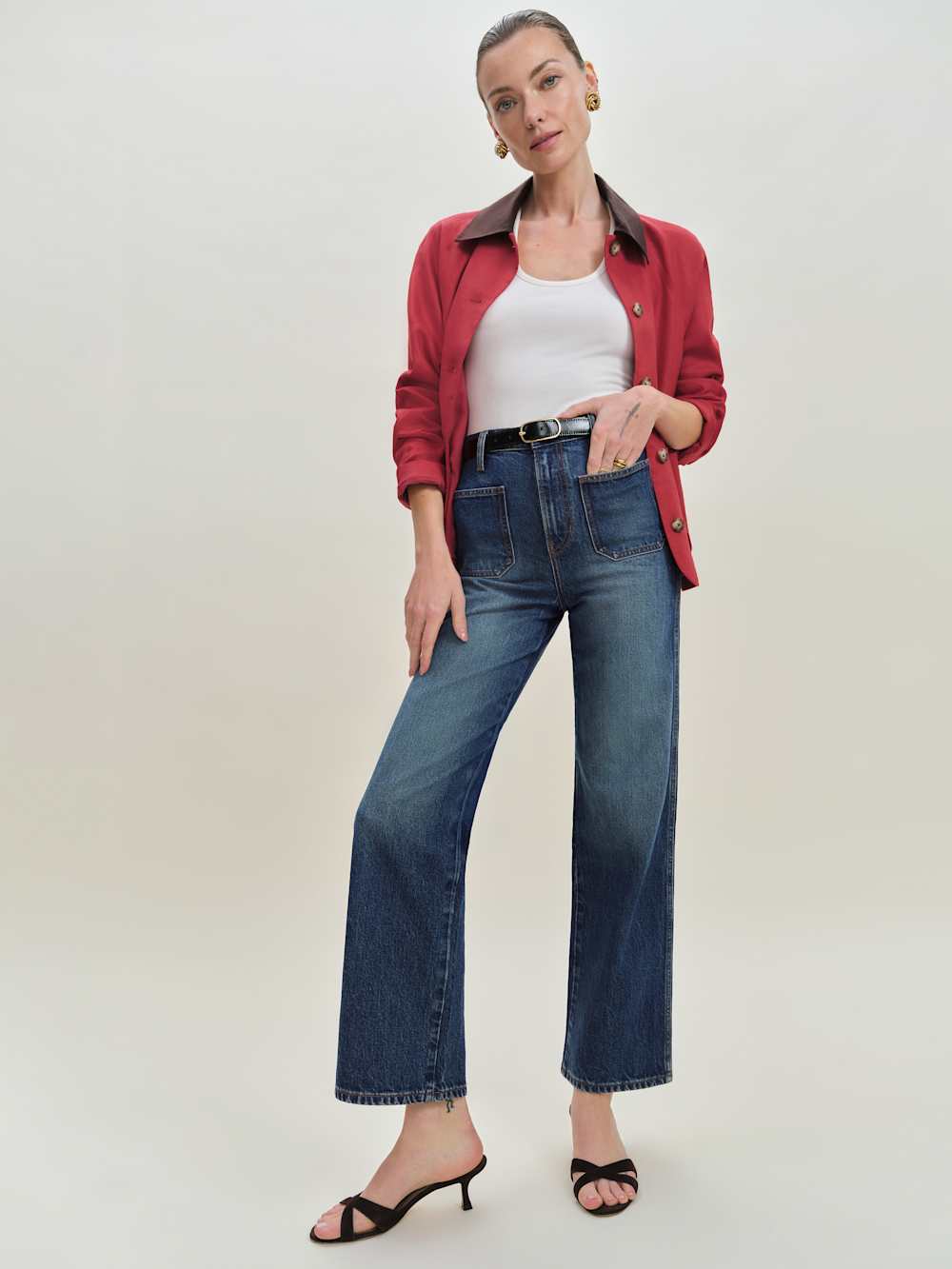 Reformation Alyssa Stretch High Rise Wide Leg Cropped Jeans - Mellusine