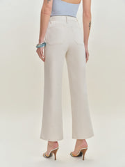 Reformation Alyssa Stretch High Rise Wide Leg Cropped Jeans - Fior Di Latte