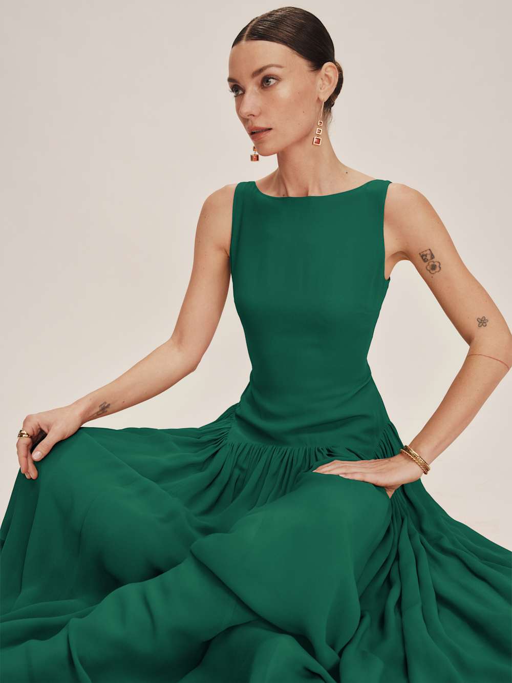 Reformation Camella Dress - Emerald