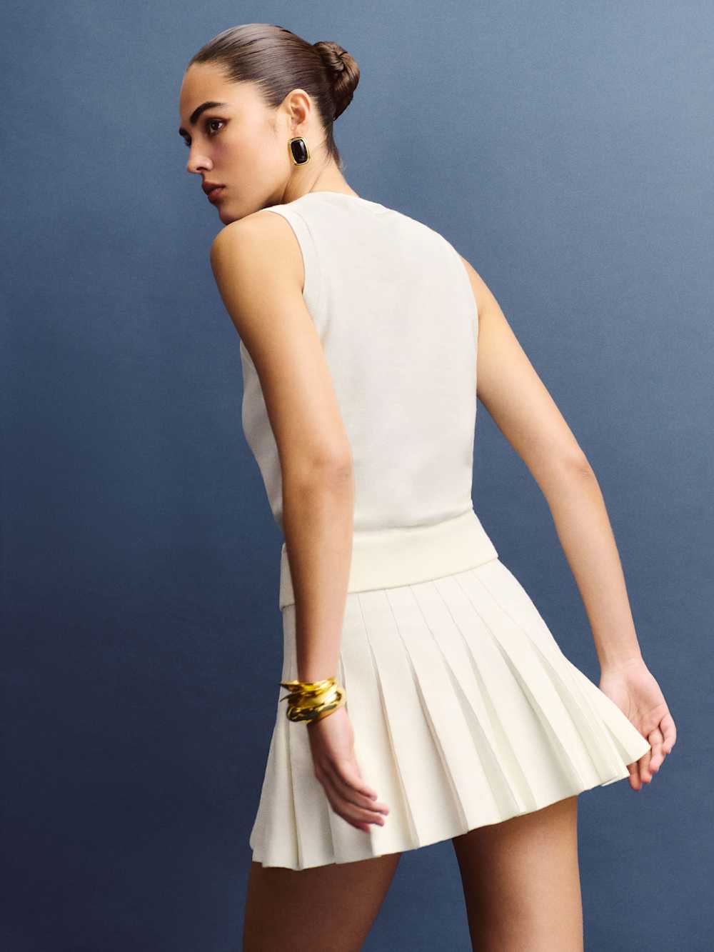 Reformation Blair Cotton Sweater Dress - Fior Di Latte