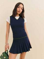 Reformation Blair Cotton Sweater Dress - Navy Grass