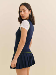 Reformation Blair Cotton Sweater Dress - Navy Grass