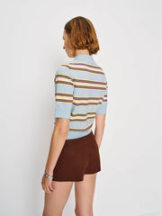 Reformation Campbell Cotton Polo Sweater - Horizon Multi Stripe