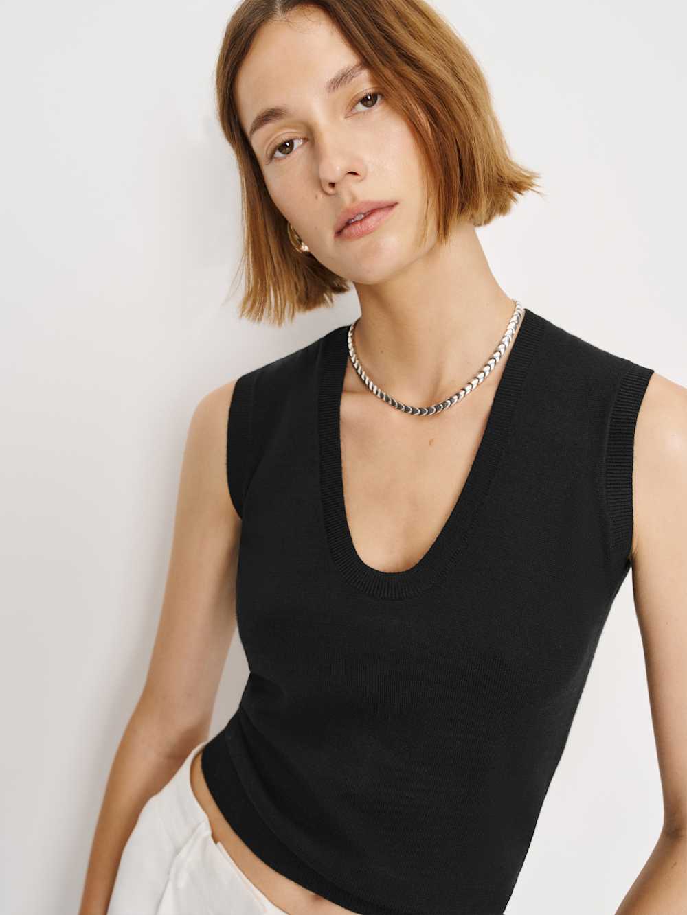 Reformation Marta Regenerative Merino Sweater Tank - Black