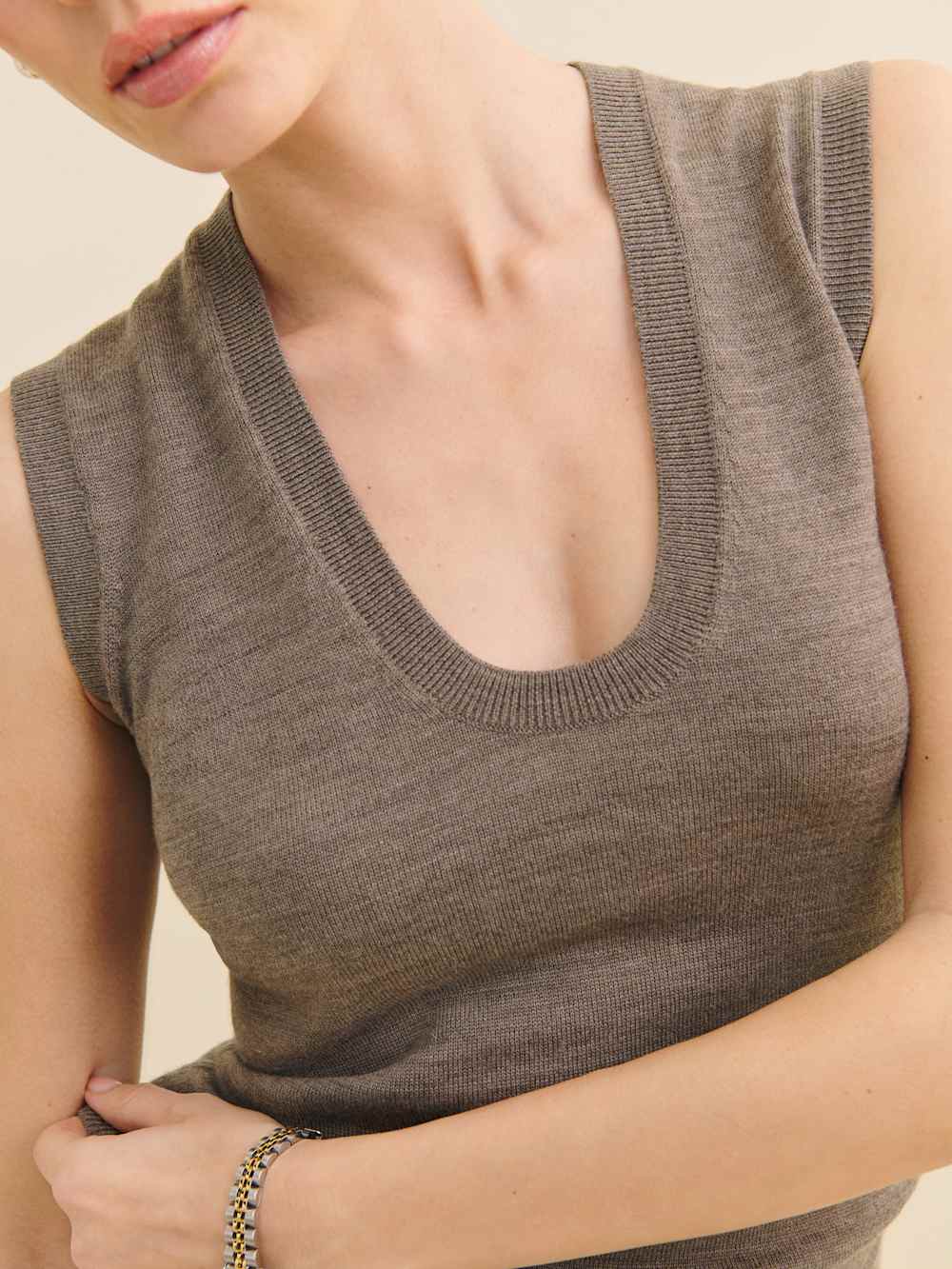 Reformation Marta Regenerative Merino Sweater Tank - Cocoa