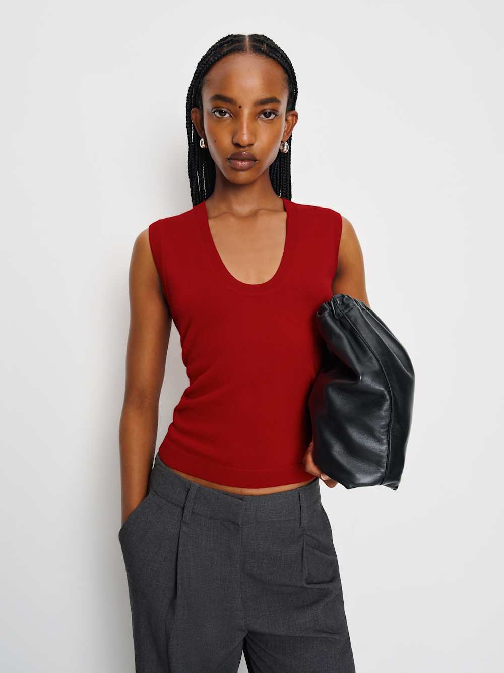 Reformation Marta Regenerative Merino Sweater Tank - Lipstick