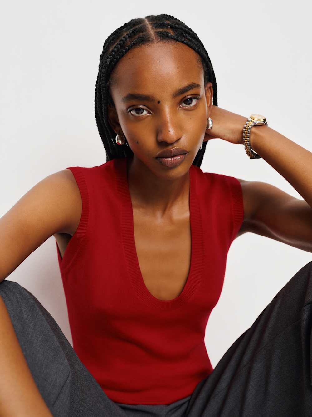 Reformation Marta Regenerative Merino Sweater Tank - Lipstick