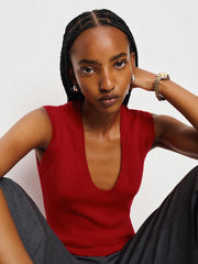 Reformation Marta Regenerative Merino Sweater Tank - Lipstick