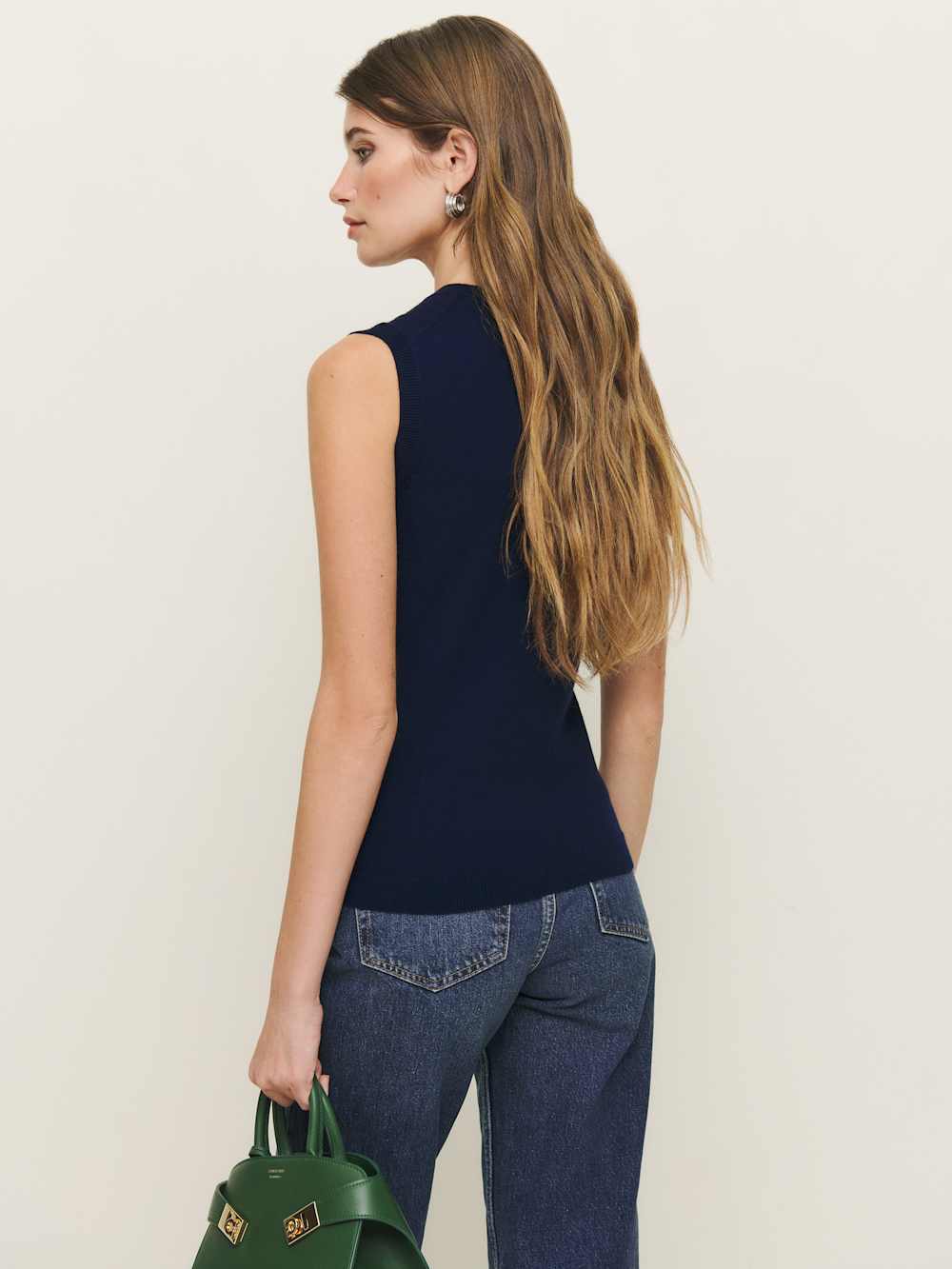 Reformation Marta Regenerative Merino Sweater Tank - Navy