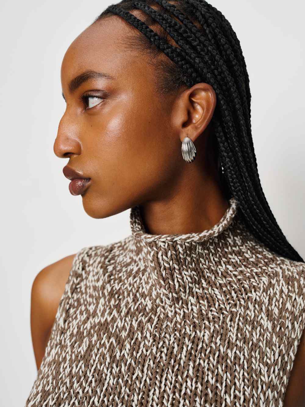 Reformation Maisie Cotton Sweater Tank - Shitake Fior Di Latte Marl