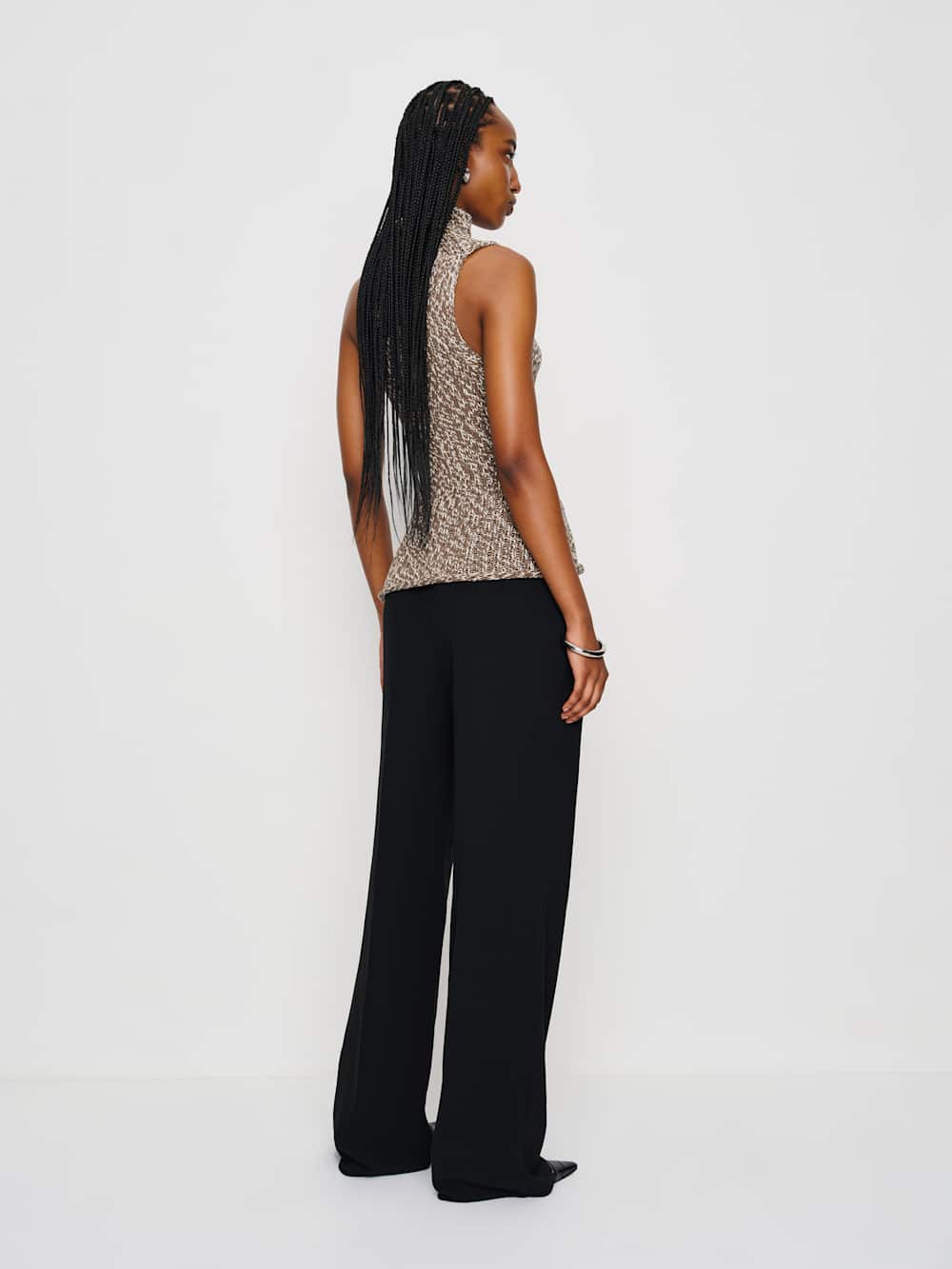 Reformation Maisie Cotton Sweater Tank - Shitake Fior Di Latte Marl