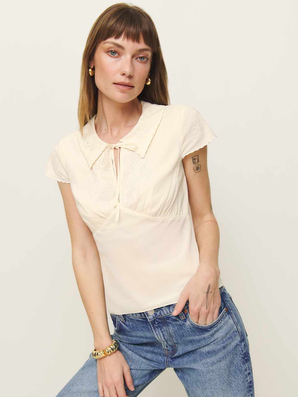 Reformation Simonette Top - Cream