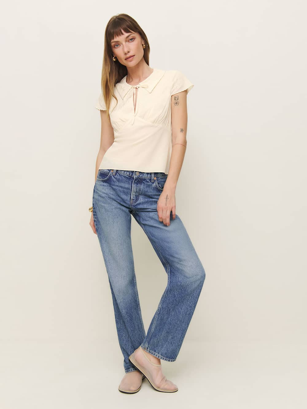 Reformation Simonette Top - Cream