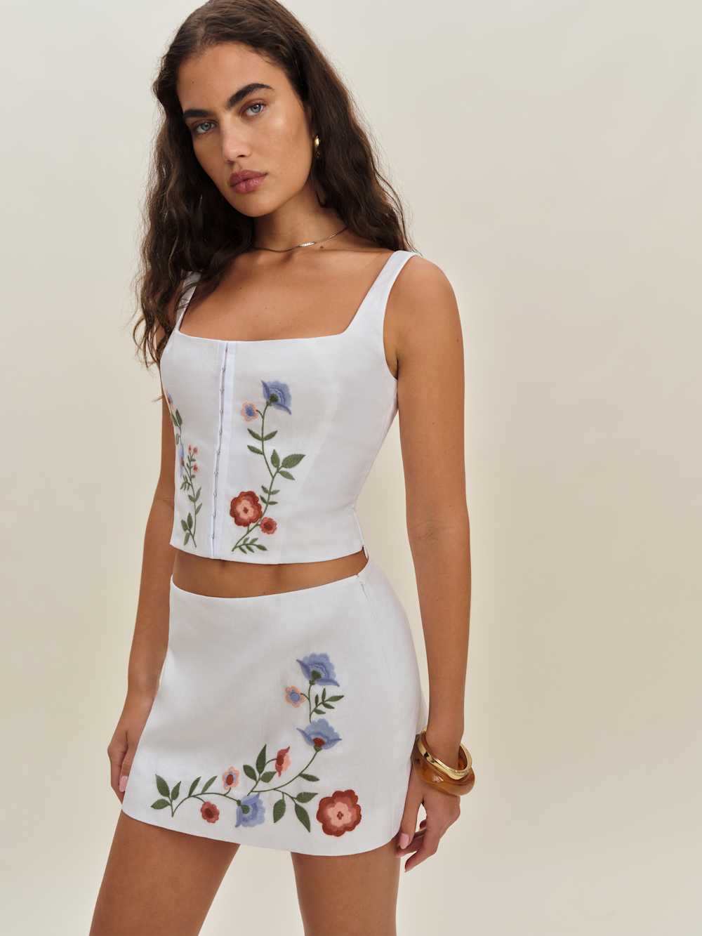 Reformation Ren Linen Skirt - White