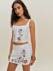 Reformation Ren Linen Skirt - White