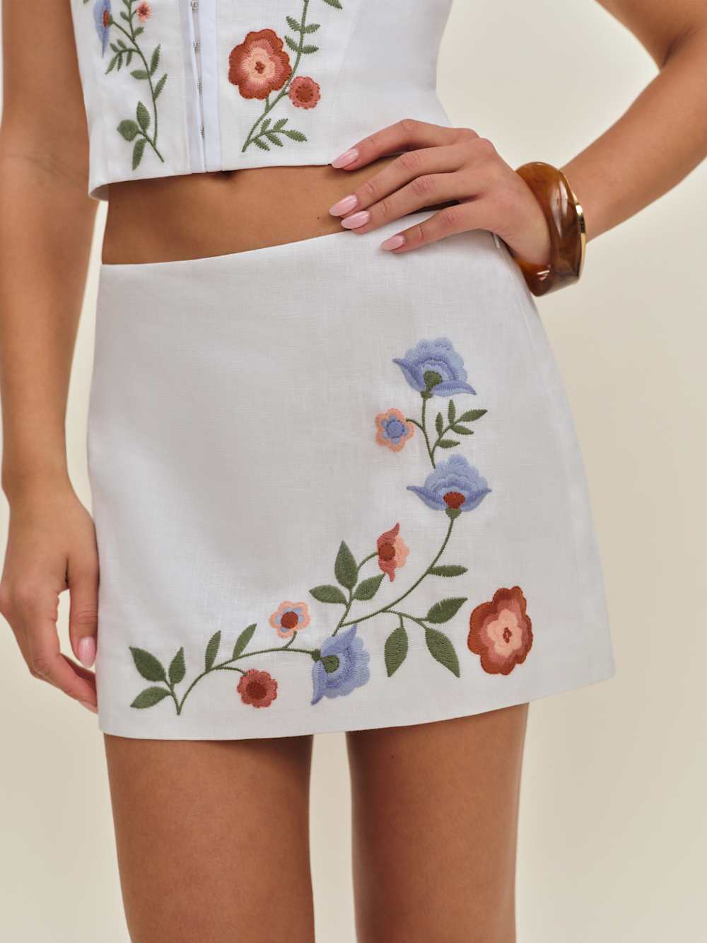 Reformation Ren Linen Skirt - White