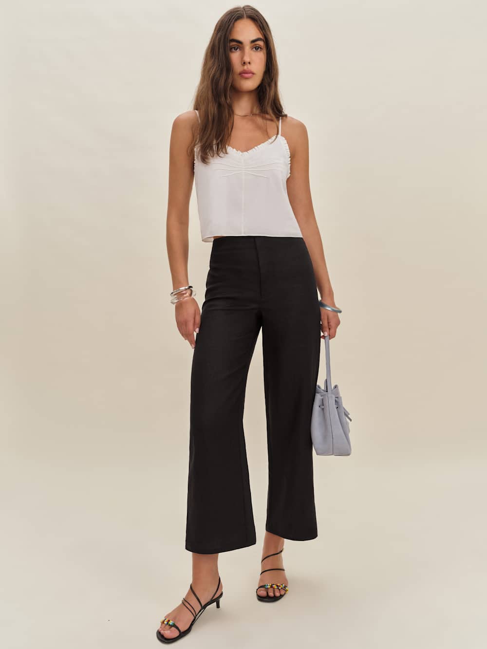 Reformation Joni Linen Cropped Pant - Black