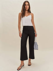 Reformation Joni Linen Cropped Pant - Black