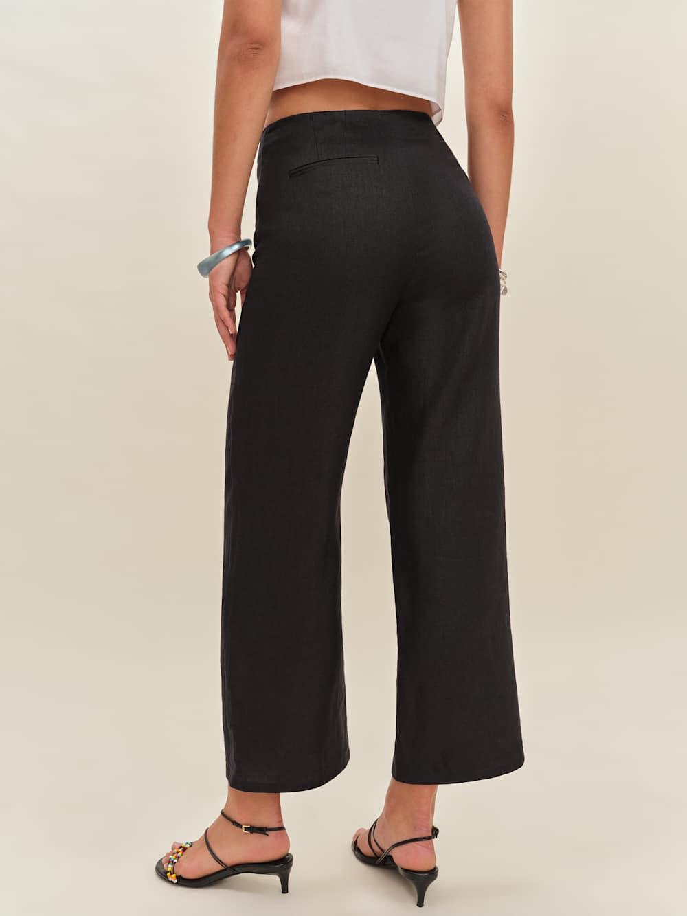 Reformation Joni Linen Cropped Pant - Black
