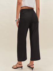 Reformation Joni Linen Cropped Pant - Black