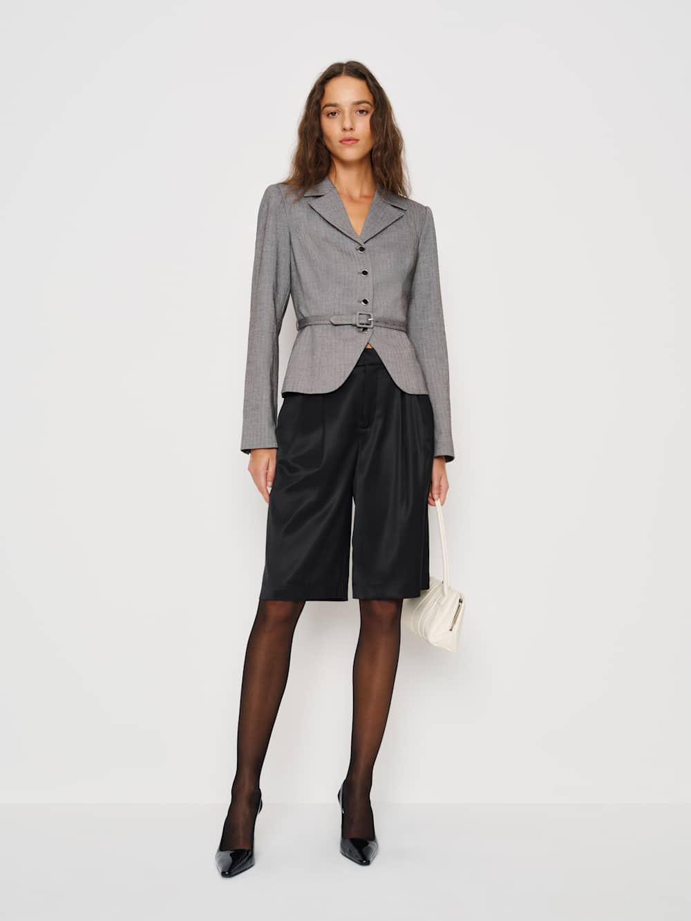 Reformation Mabel Jacket - Black Herringbone