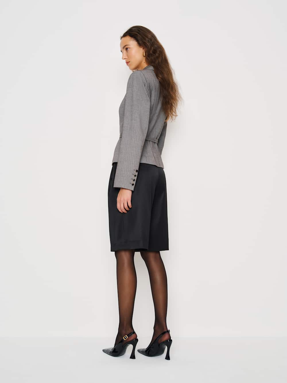 Reformation Mabel Jacket - Black Herringbone