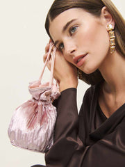 Reformation Aphrodite Pleated Pouch - Plisse Sepia Velvet