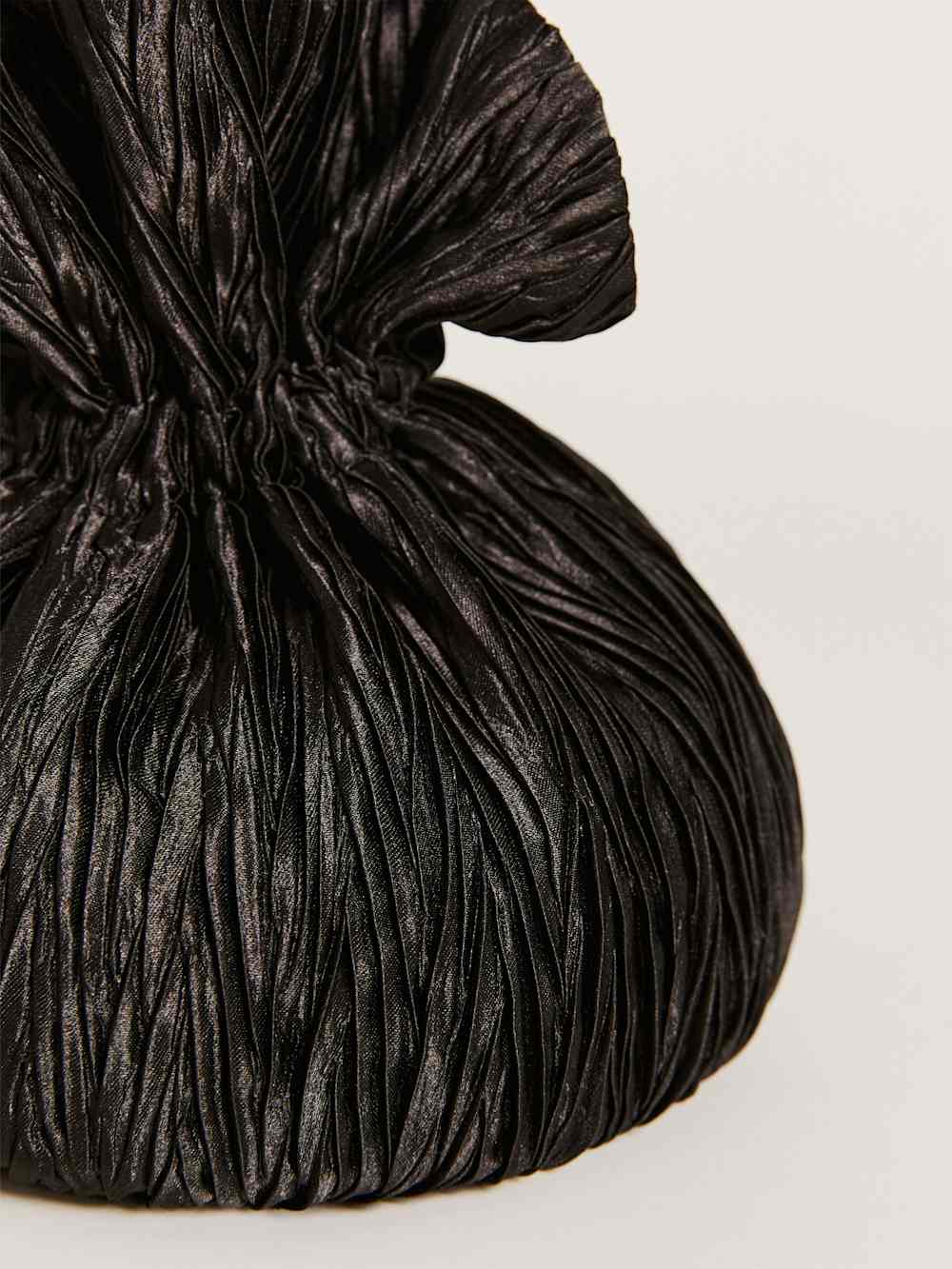 Reformation Aphrodite Pleated Pouch - Plisse Black Satin