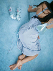 Reformation Britney Satin Dress - Blue Mist