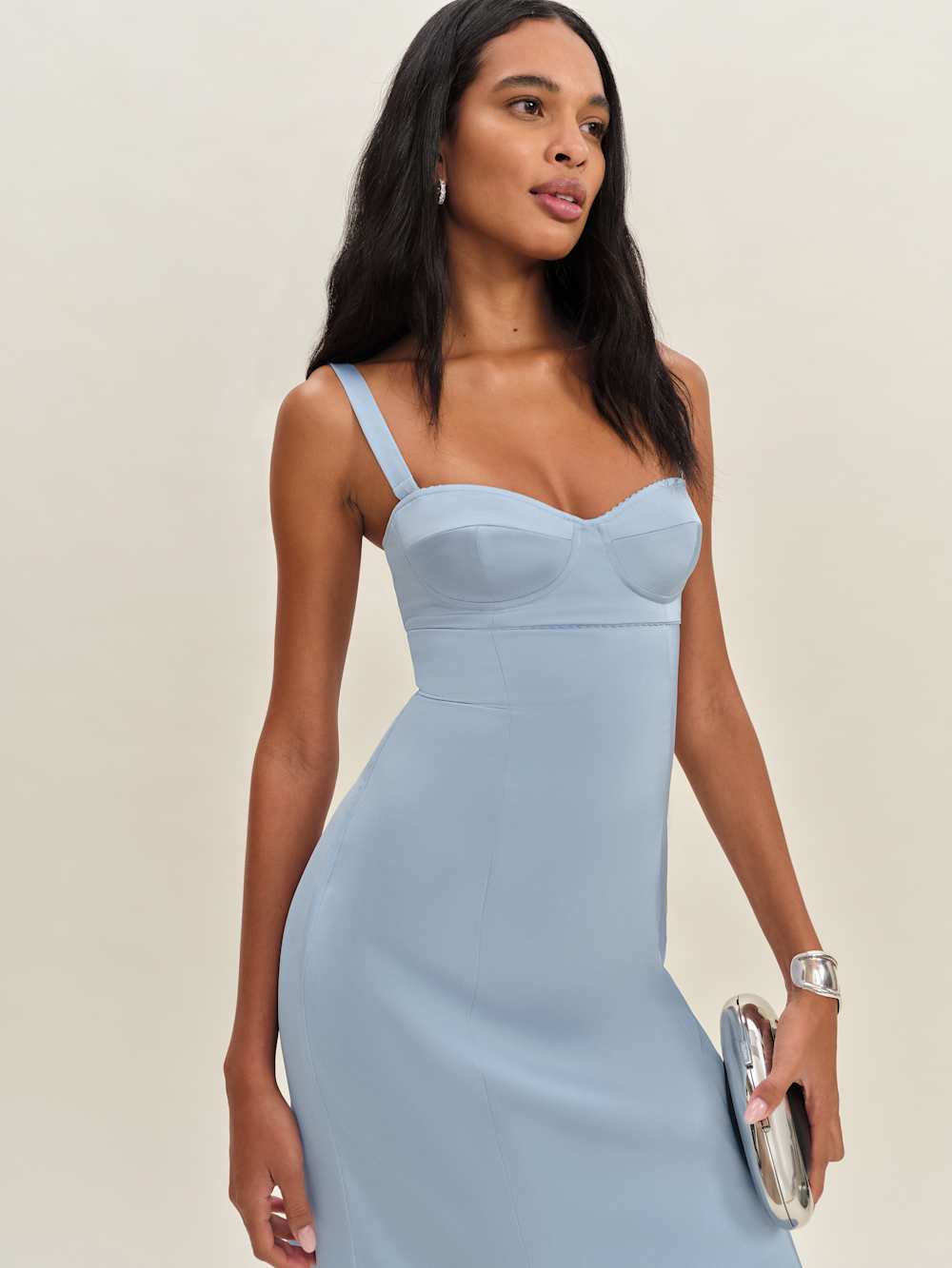 Reformation Britney Satin Dress - Blue Mist