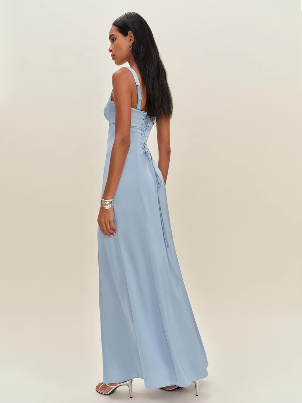 Reformation Britney Satin Dress - Blue Mist