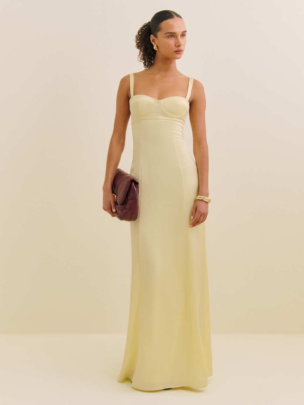 Reformation Britney Satin Dress - Buttercup