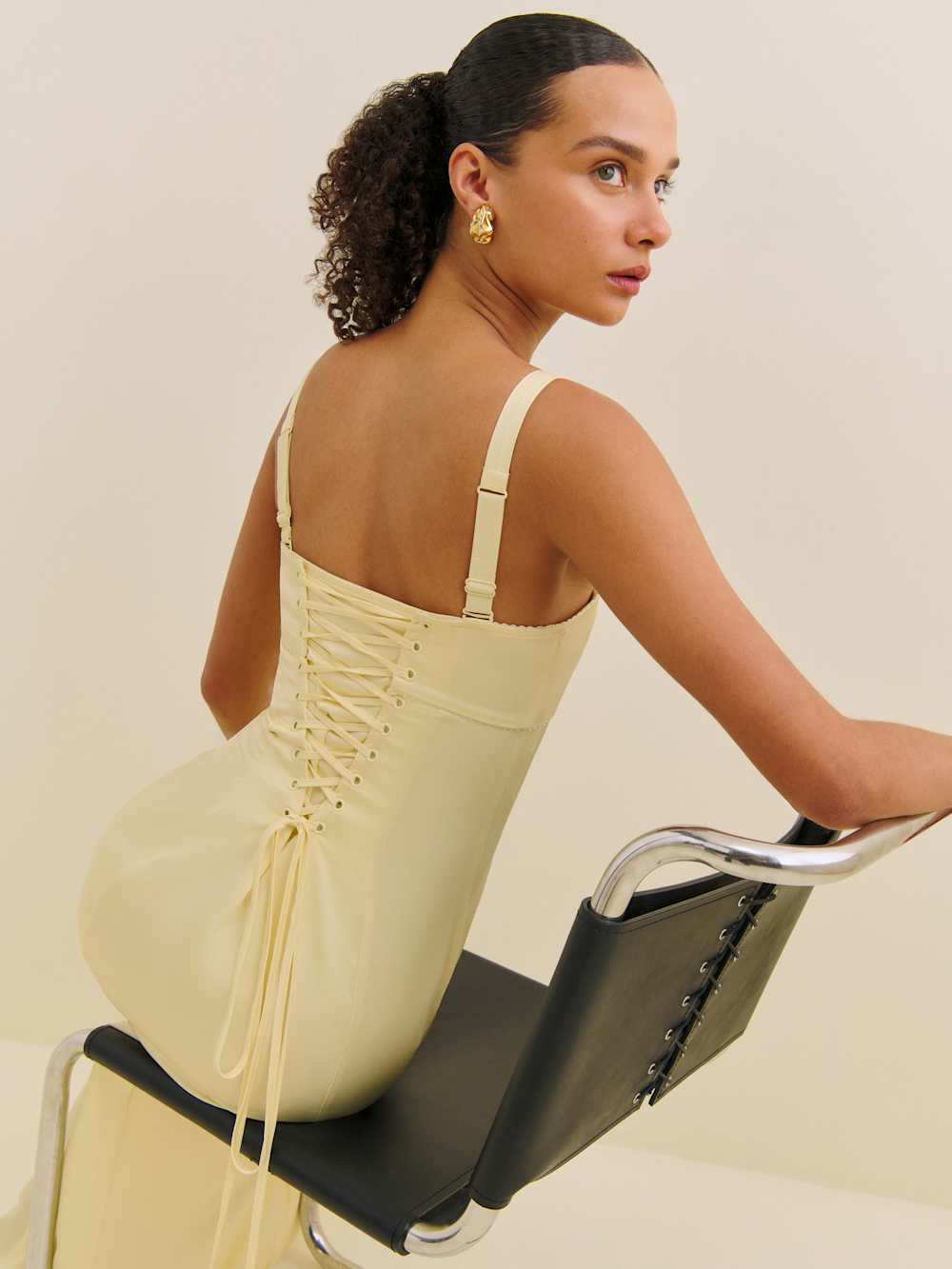 Reformation Britney Satin Dress - Buttercup
