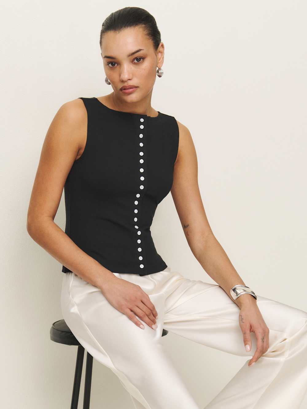 Reformation Julie Knit Top - Black