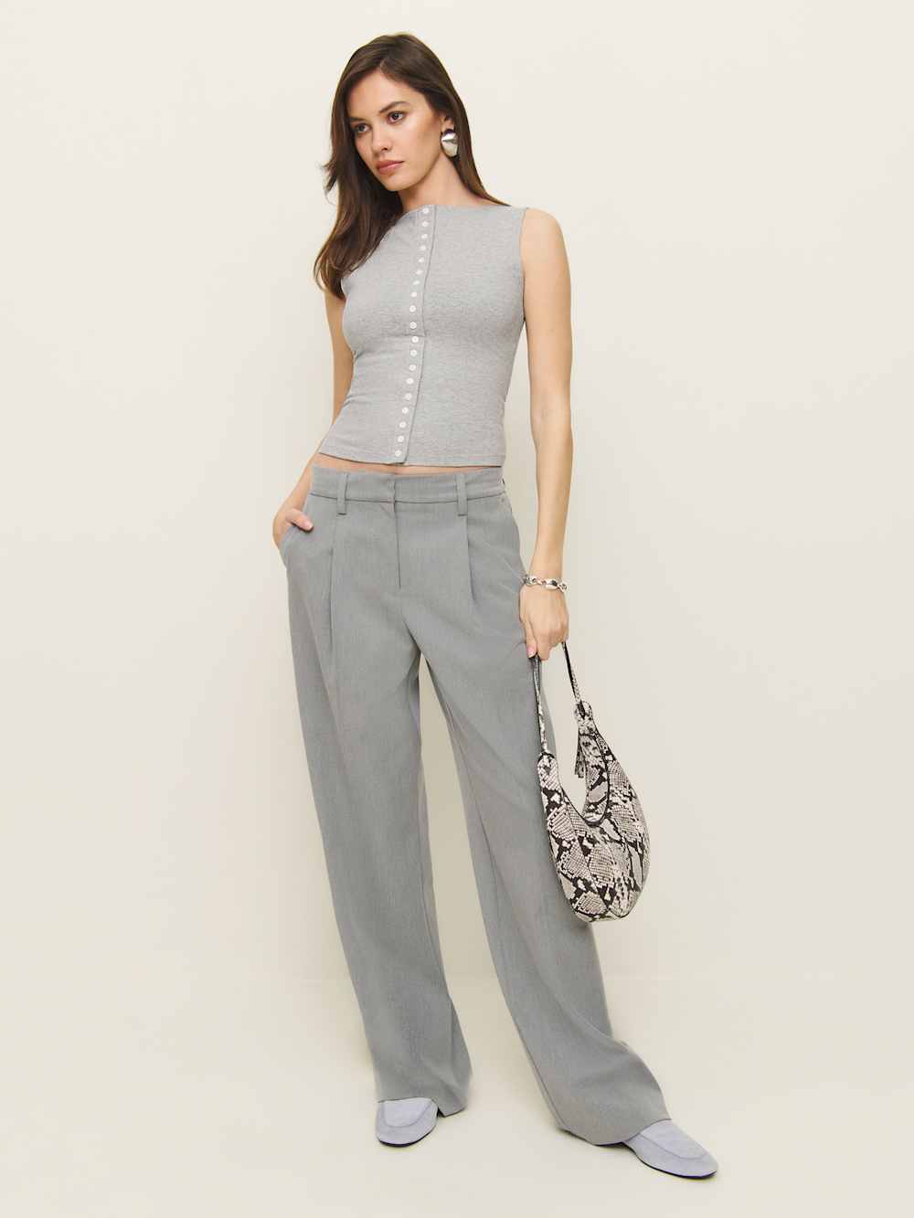 Reformation Julie Knit Top - Heather Grey