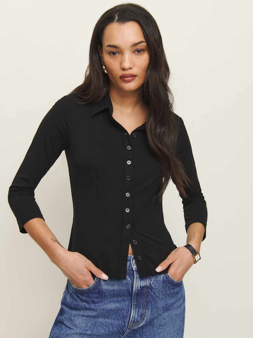 Reformation Margaret Knit Top - Black