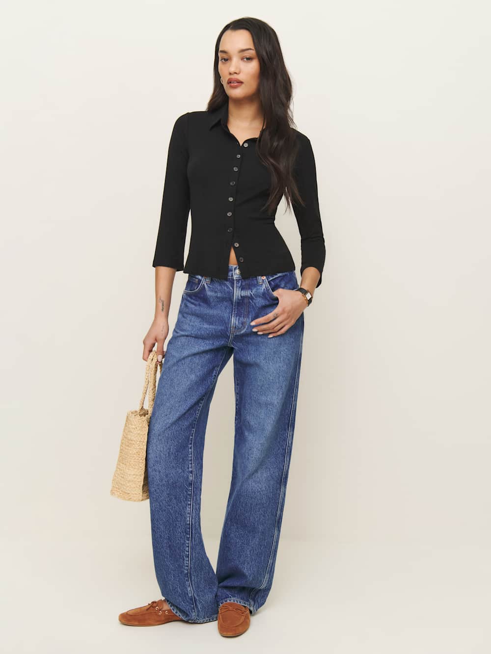 Reformation Margaret Knit Top - Black