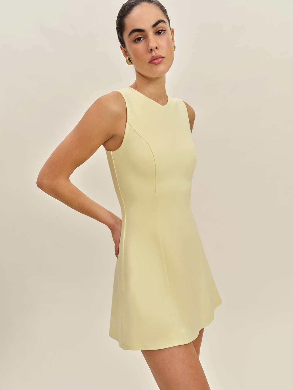 Reformation Ava Heavy Knit Dress - Lemon