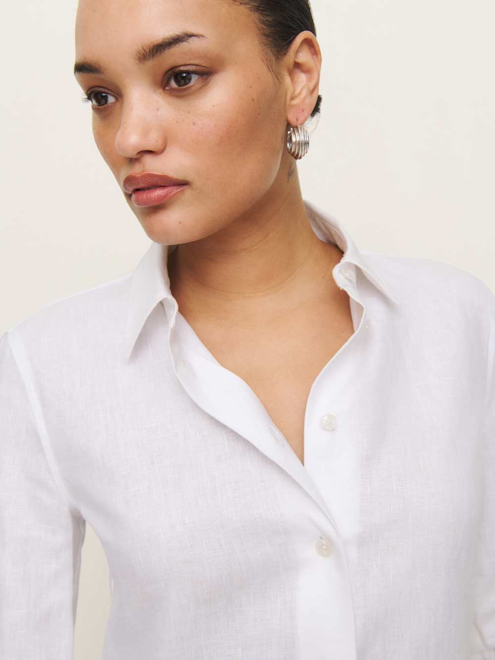Reformation Alfie Linen Shirt - White