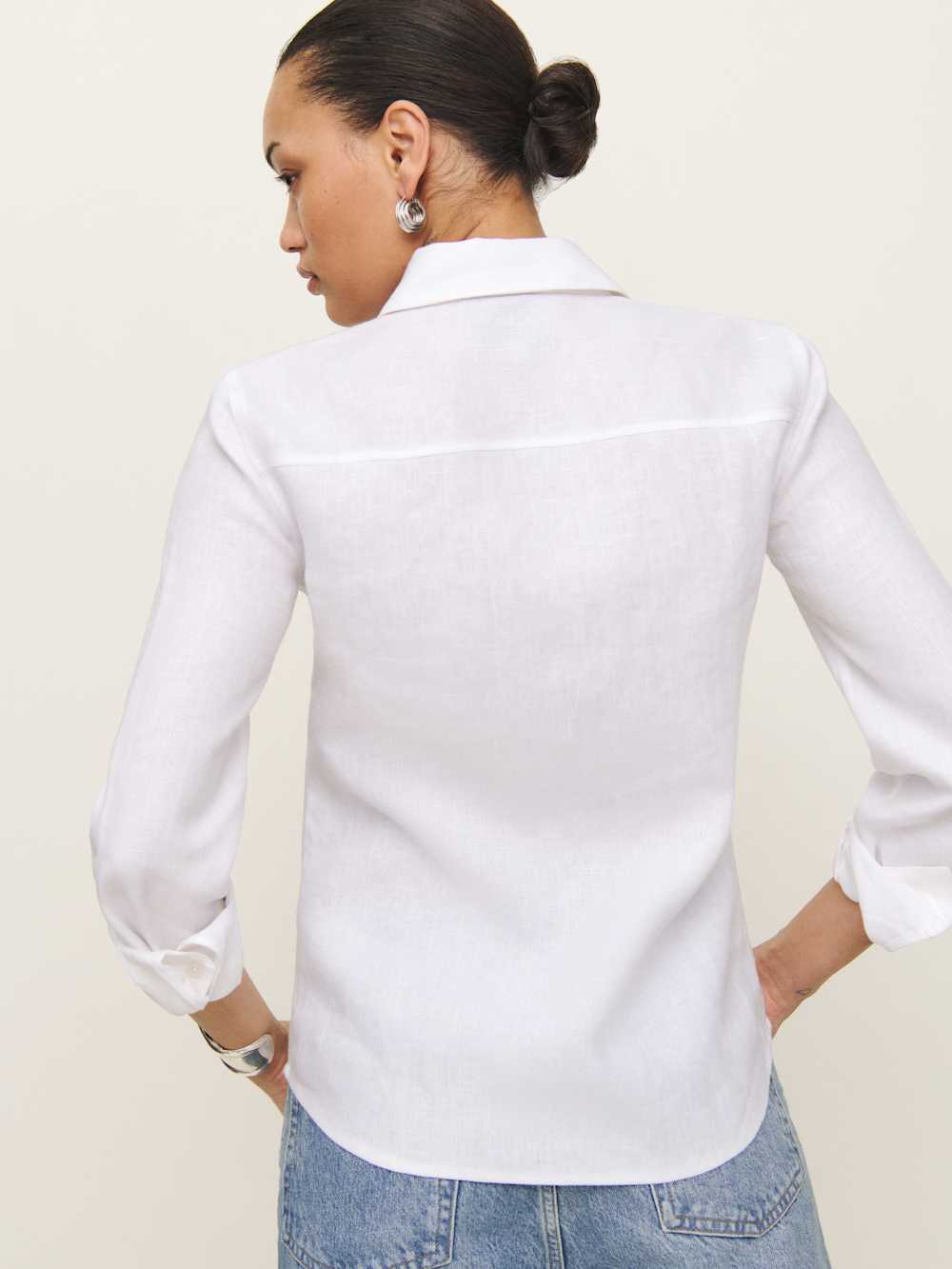 Reformation Alfie Linen Shirt - White