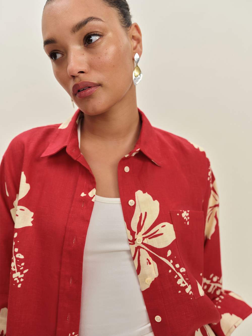 Reformation Eli Oversized Linen Shirt - Paradise Lost