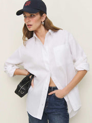 Reformation Eli Oversized Linen Shirt - White