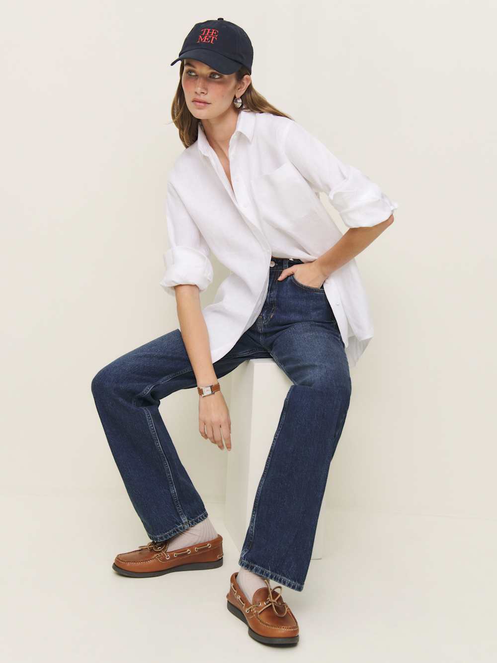 Reformation Eli Oversized Linen Shirt - White